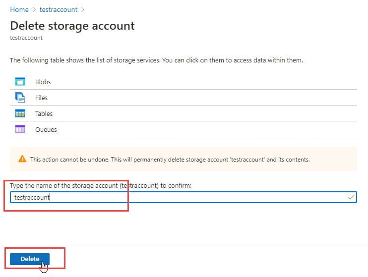 How to Delete Azure Storage Account